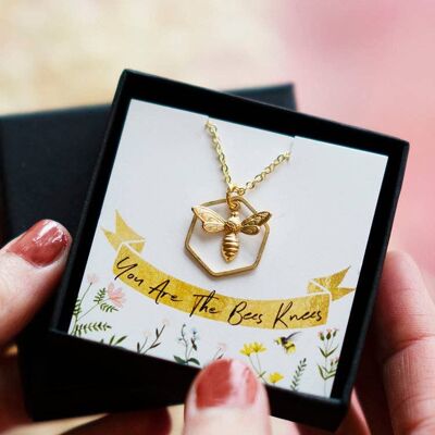 You're The Bees Knees Bee Necklace_Gold plate
