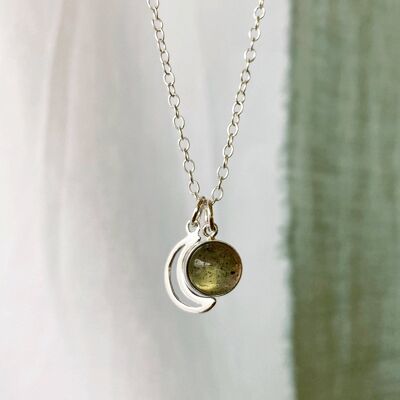 Zephyr Labradorite Sterling Silver Moon Necklace_Necklace & Earrings set