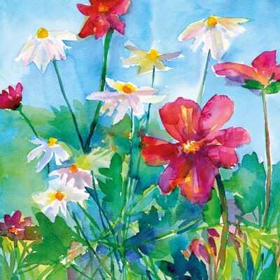 Daisies and Anemones Greetings Card