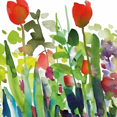 Red Tulips Greetings Card