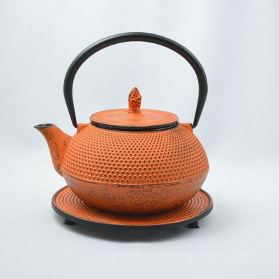 Arare cast iron teapot 1.2l orange