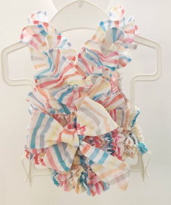 Collor Stripes Baby Frilled Swimsuit 2