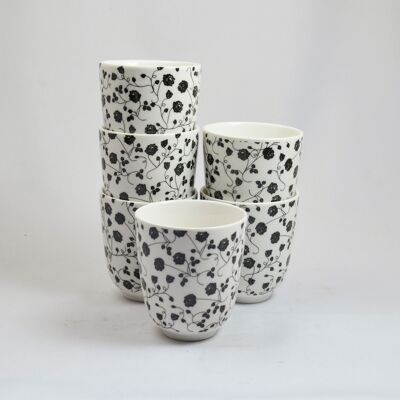 Tea cup porcelain flower set of 6