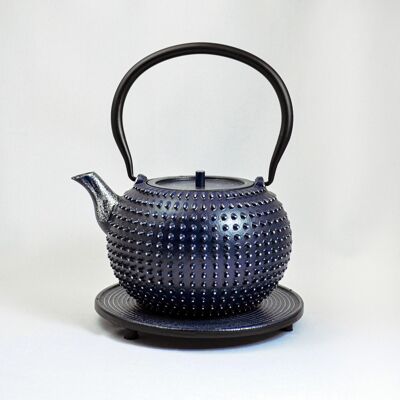 Mu cast iron teapot 1.2l blue silver