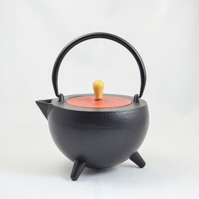 Pop 1.0l cast iron teapot black with red lid