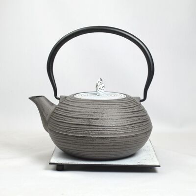Mo Yo teapot made of cast iron 1.2l gray lid white Lid with saucer