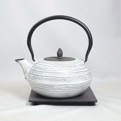 Mo Yo teapot made of cast iron 1.2l white lid gray lid with saucer