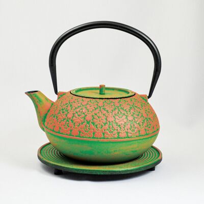 Mari teapot made of cast iron 1.2l light blue-yellow