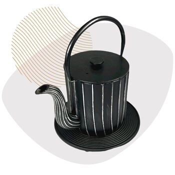 Théière fonte mariage 1.0l noir argent 5