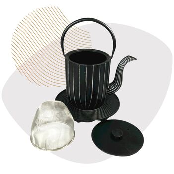 Théière fonte mariage 1.0l noir argent 3