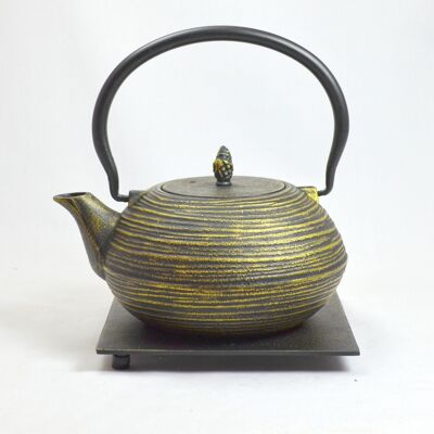Mo Yo cast iron teapot 1.2l black-gold with saucer