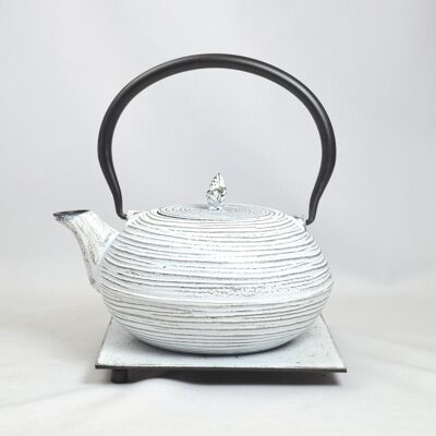 Mo Yo cast iron teapot 1.2l white with saucer