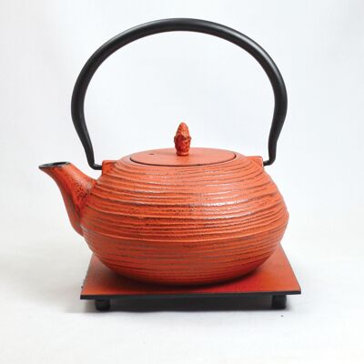 Tetera de hierro fundido Mo Yo 1,2l roja con plato
