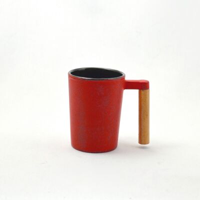 Teecup 8.5H iron with wood red