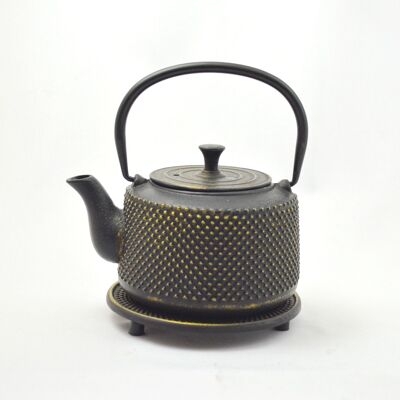 Kohsi 0.8l cast iron teapot black gold
