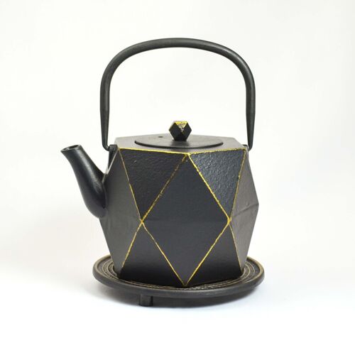 Karo 0.8l Teekanne aus Gusseisen schwarzgold