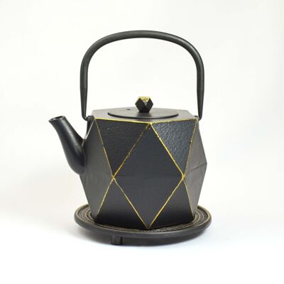 Karo 0.8l cast iron teapot black gold