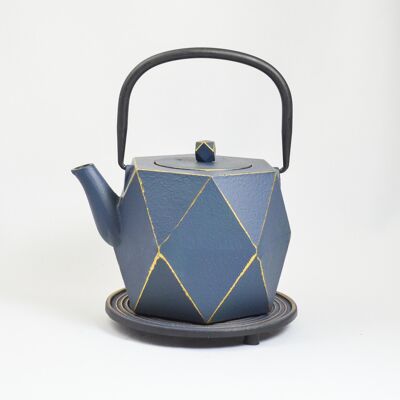 Karo 0.8l cast iron teapot blue gold