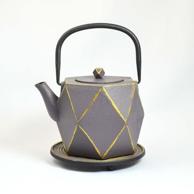 Karo 0.8l cast iron teapot grey-gold