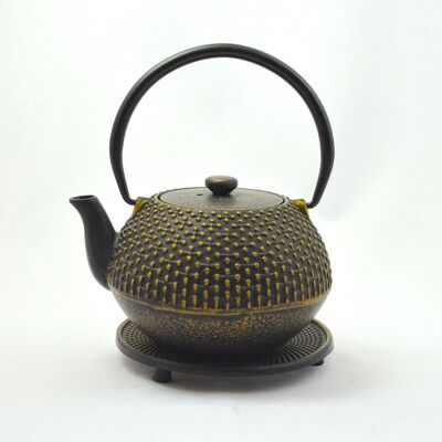 Hoshi 0.9l cast iron teapot black gold
