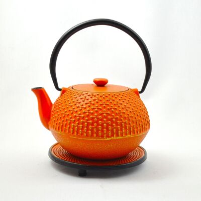 Tetera de hierro fundido Hoshi 0.9l naranja-oro