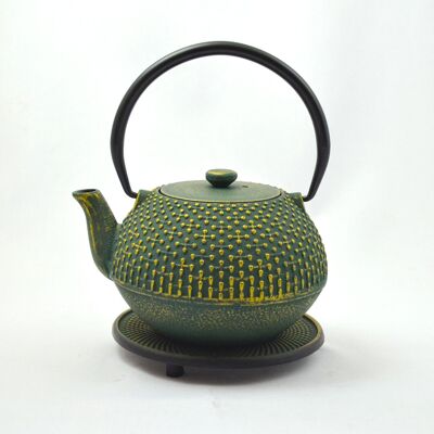 Hoshi 0.9l cast iron teapot green-gold