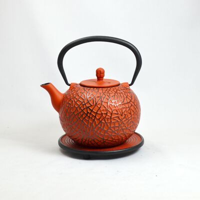 Messhu cast iron teapot 0.8l black/red