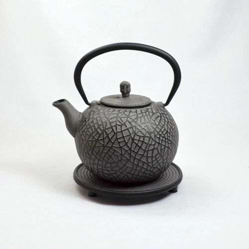 Messhu Teekanne aus Gusseisen 0.8l schwarz/grau m. Untersatz