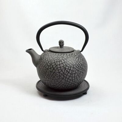 Messhu cast iron teapot 0.8l black/grey with saucer