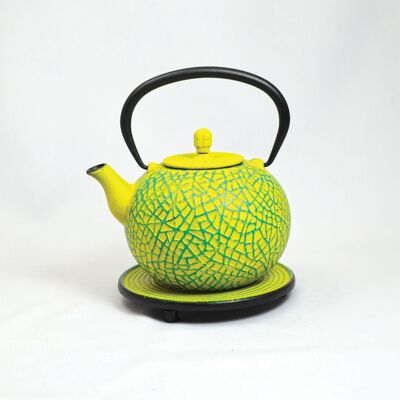Messhu cast iron teapot 0.8l light blue/castcard with saucer
