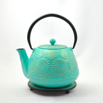 Hani 1.2l cast iron teapot lucite green-gold