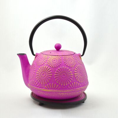 Hani 1.2l cast iron teapot purple-gold