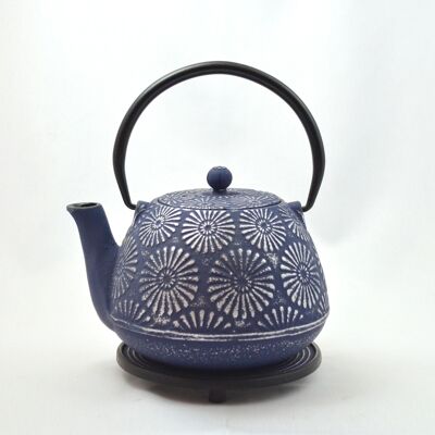 Hani 1.2l cast iron teapot blue-silver