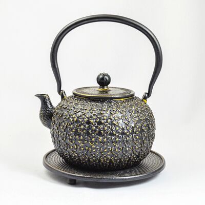 Hana 1.2l cast iron teapot black-copper