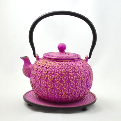 Hana 1.2L cast iron teapot purple-gold
