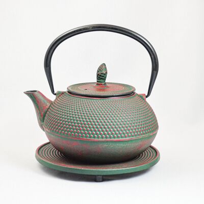Arare cast iron teapot 1.2l green red