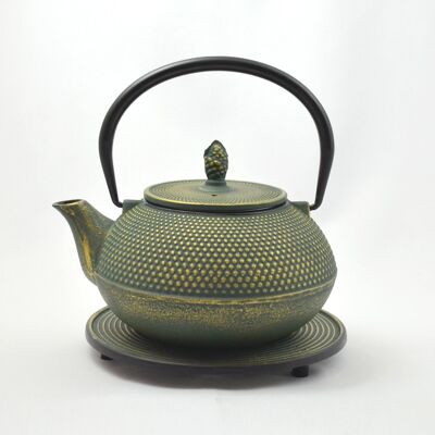Arare cast iron teapot 1.2l green gold