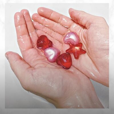 Assorted Heart & Star Shaped Bath Pearls - Case of 100
