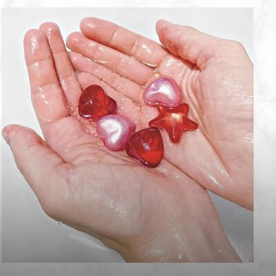 Surtido de perlas de baño en forma de corazón y estrella - Caja de 100