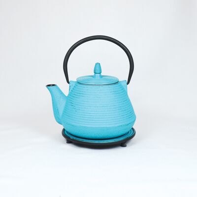 So Matsu cast iron teapot 1.0l light blue with saucer