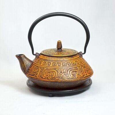 Korai cast iron teapot 1.2l rust/orange with saucer