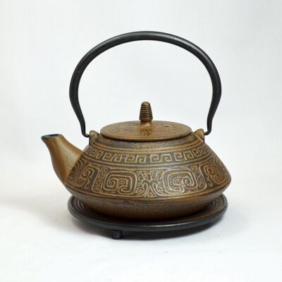 Korai cast iron teapot 1.2l rust with saucer