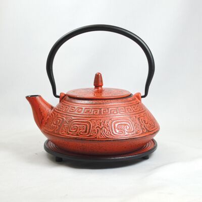 Korai cast iron teapot 1.2l red with saucer