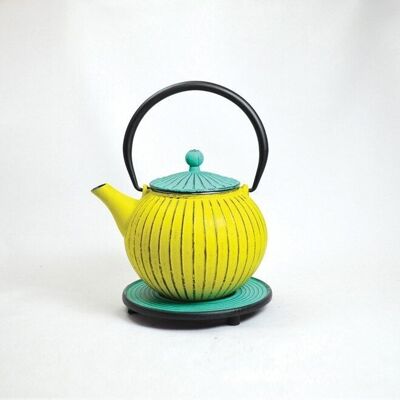 Chokoreto cast iron teapot 0.8l castard - lucite lid with saucer