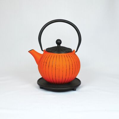 Chokoreto cast iron teapot 0.8l orange/black lid w.U.,