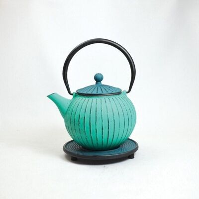 Chokoreto cast iron teapot 0.8l lucite petrol lid with saucer