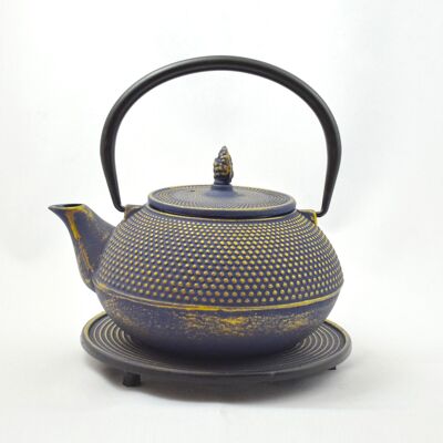 Arare cast iron teapot 1.2l blue-gold