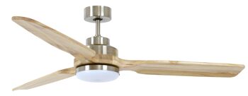 Lucci air - Ventilateur de plafond Shoalhaven avec télécommande et éclairage LED, chrome brossé, pales en bois véritable 1