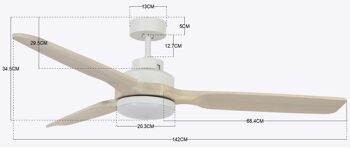 Lucci air - Ventilateur de plafond Shoalhaven avec télécommande et éclairage LED, blanc, pales en bois véritable 3
