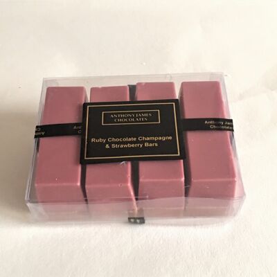 Gourmet Ruby Chocolate, Champagne & Strawberry Bars Pack Of 4